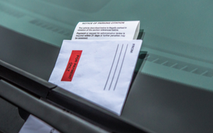 Parking ticket on windshield